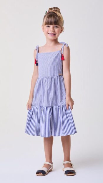 Vestido Listra Azul Bimbi