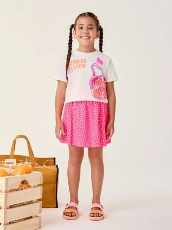 Conjunto Infantil Menina com Poá e Lenço