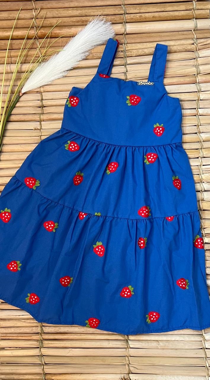 VESTIDO MORANGOS EM TRICOLINE