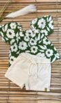 CONJUNTO VERDE TROPICAL SHORT LINHO -IA