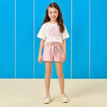 Conjunto de Blusa e Shorts em Moletom Kukie