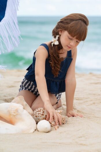 Conjunto Blusa Babado e Shorts Listrado Luluzinha