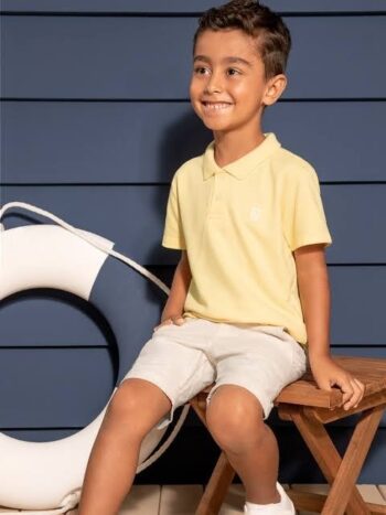 Conjunto Infantil Bermuda e Polo Amarela Nini & Bambini