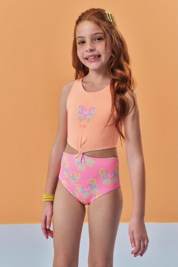 Maiô Infantil Dupla Face Borboletas kukie
