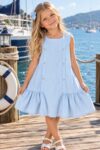 VESTIDO AZUL COM BOTÕES IMAGEM IA